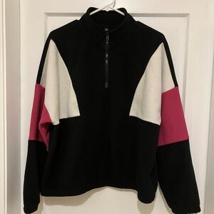 Black 3/4 Fleece Zip-Up Jacket